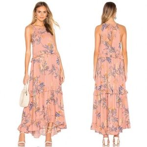 Free People Anita Tiered Ruffle Floral Print Maxi Dress in Desert Rose Medium